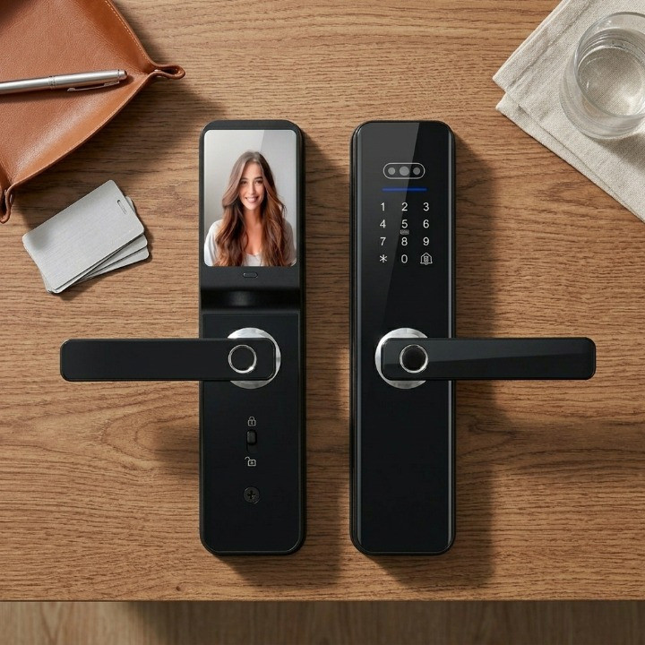 Fechadura Digital Smart com Câmera Controle por App Biometria e Senha Máquinas