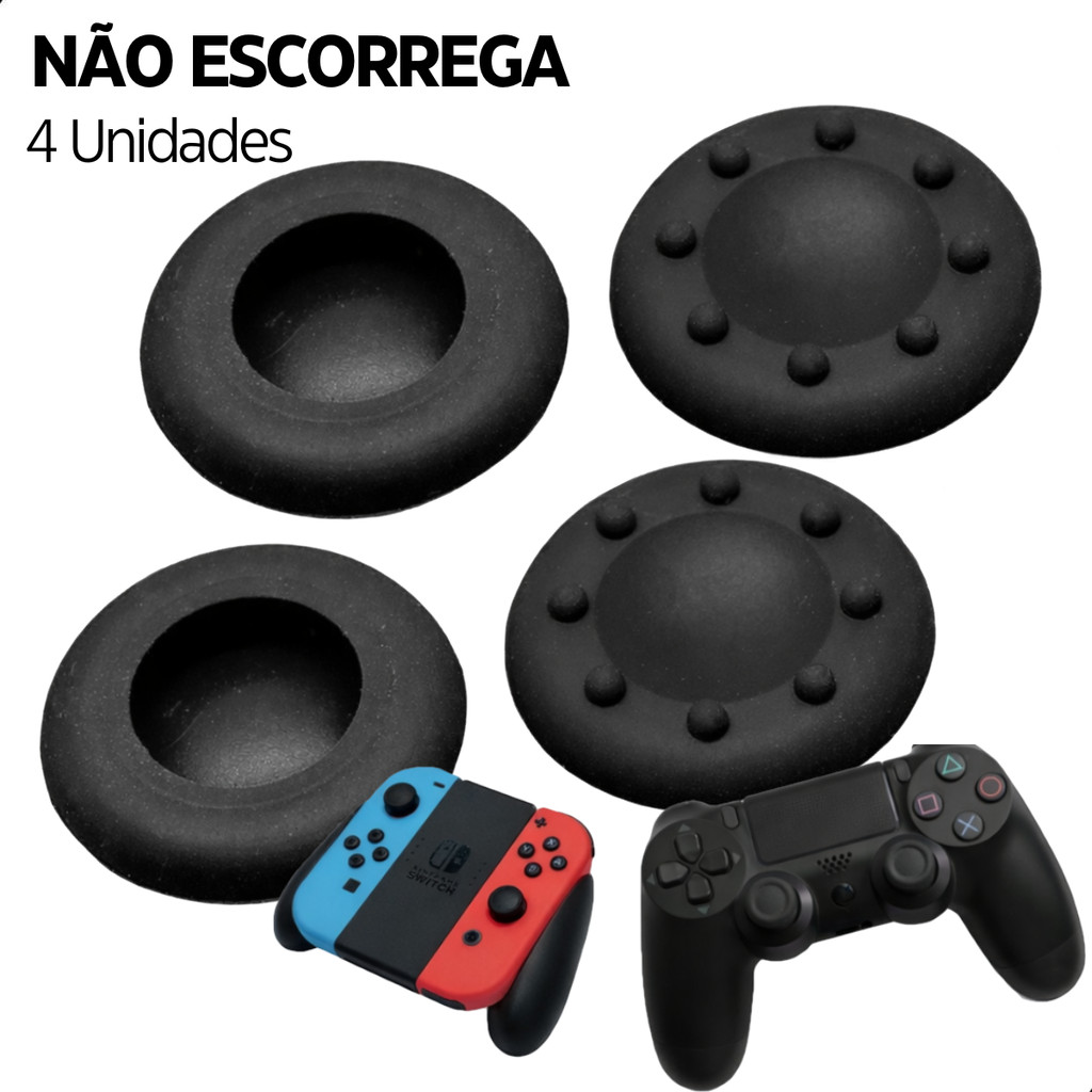 Botão Analógico Grip de Silicone para Xbox One Ps5 Ps4 Ps3 Wii Kit com 4 Unidades
