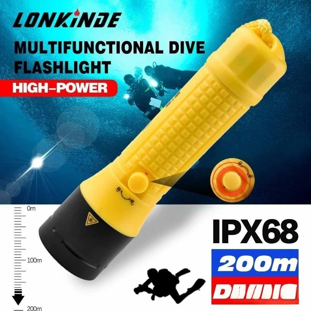 Lanterna LED De Mergulho À Prova D'água XM L2 100m Com 3 * 18650 Bateria Lâmpada Recarregável DC OCNH