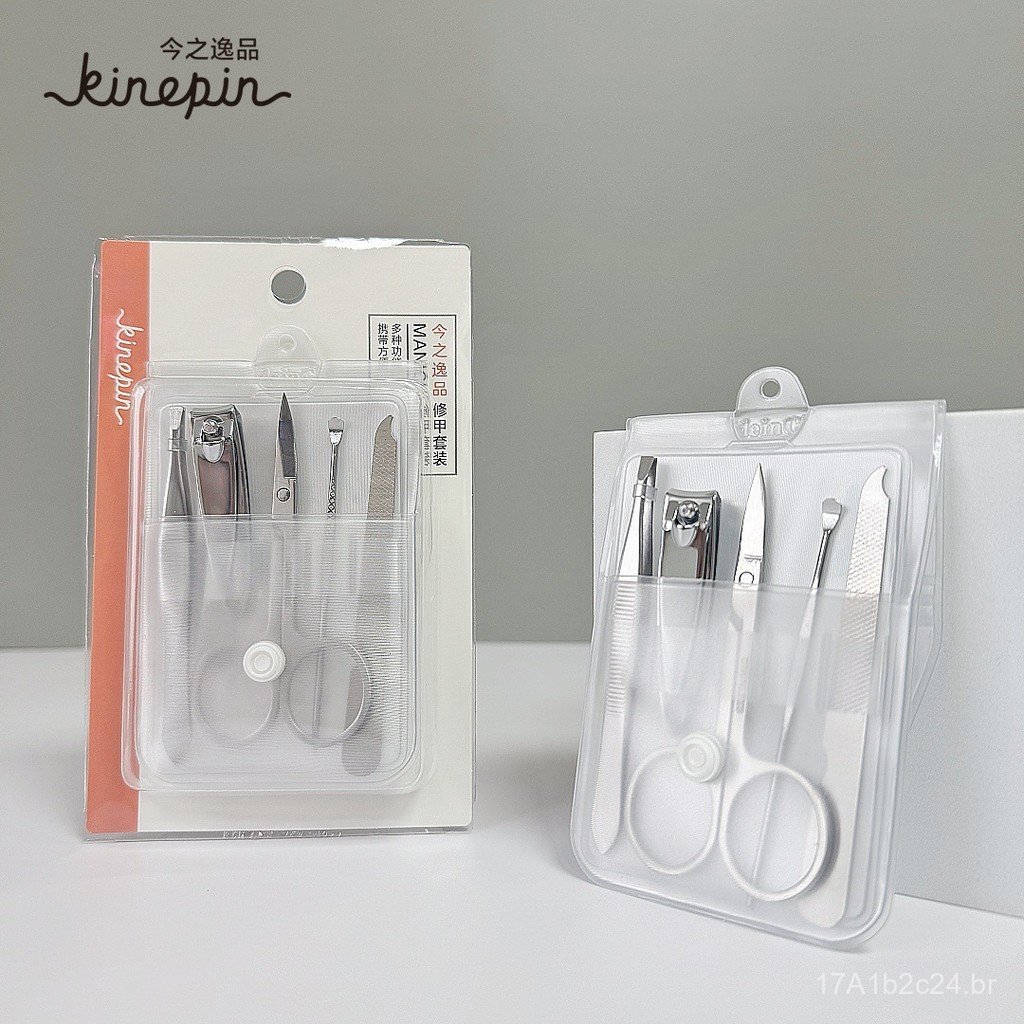 Conjunto de Beleza Kinepin: Pinça para Sobrancelhas, Cortador de Unhas, Tesoura de Beleza, Limpador de Ouvidos, Lixa de 