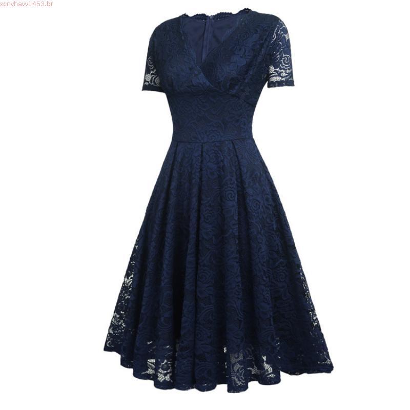 Vestido Feminino de Festa Longo Acinturado Mangas Curta Forrado Luxo e Glamour