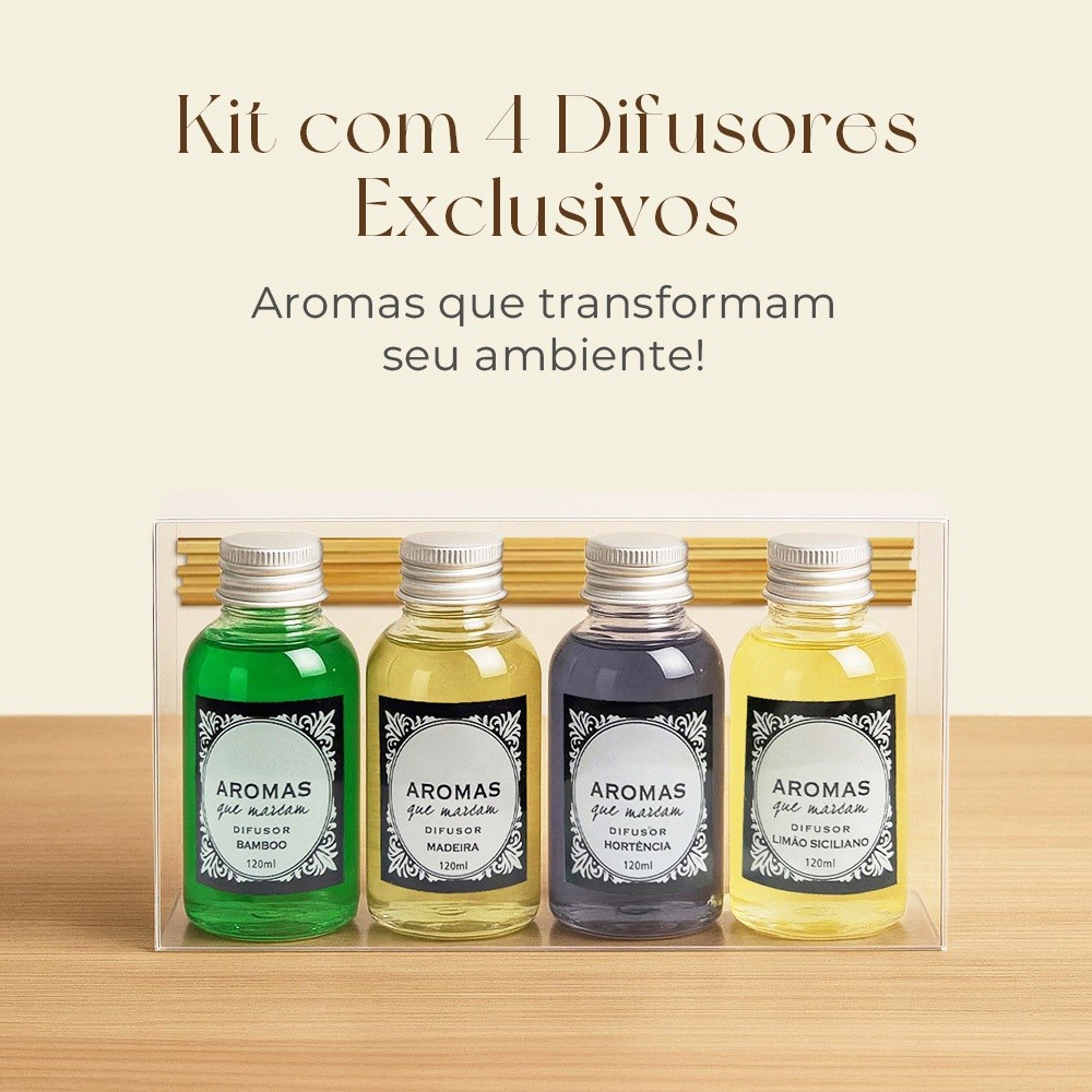 kit 4 Difusor Aromatizador De Ambiente 120ml Cheirinho Para Casa