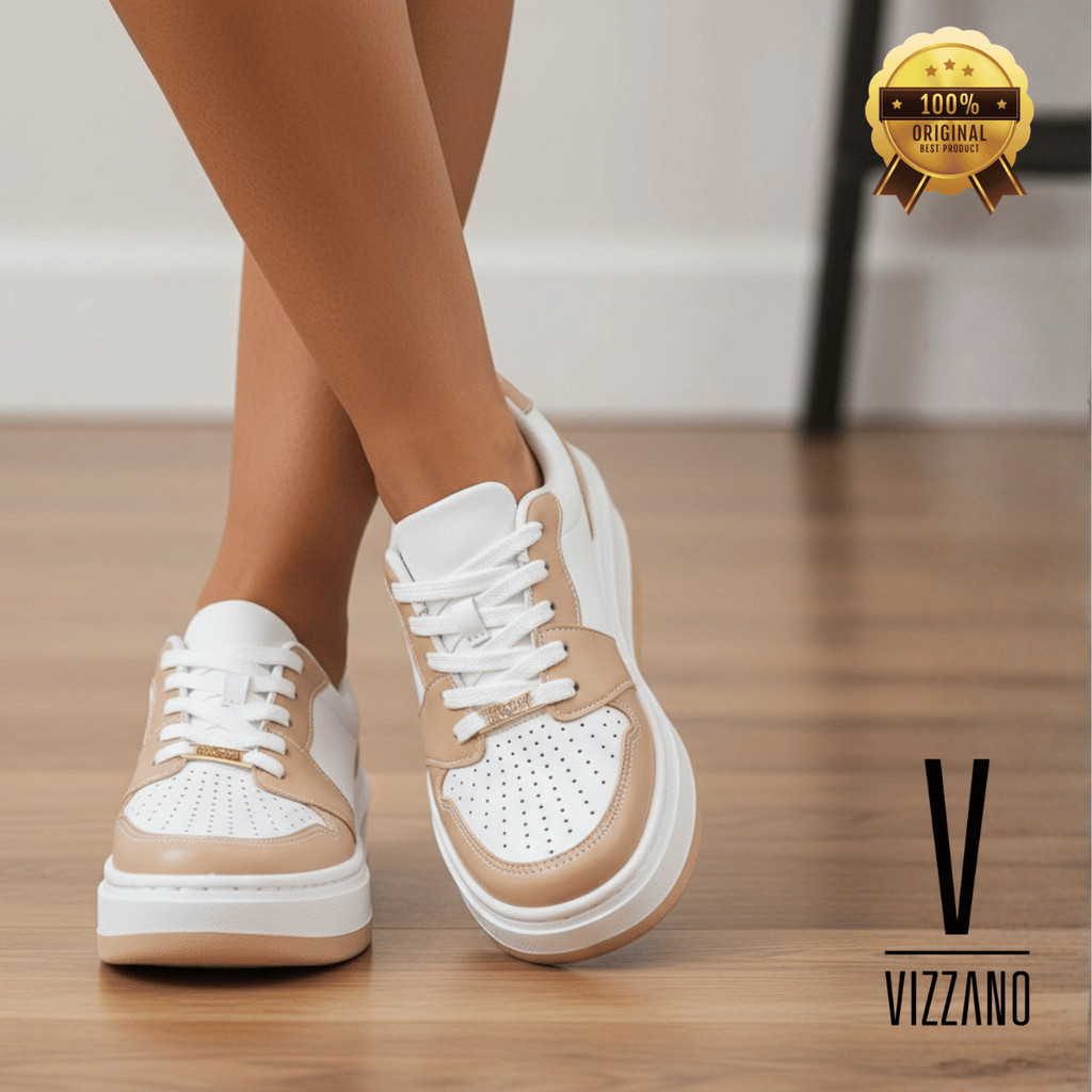Tênis Vizzano Feminino Solado Flatform Plataforma Estilo Furinhos Cortes Sneaker Original