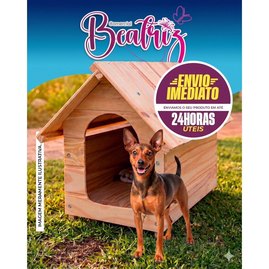 Casinha Cachorro N1 Pinscher Madeira Pinus Serve Coelho Gato Resistente Fácil Montagem Envio Rápido