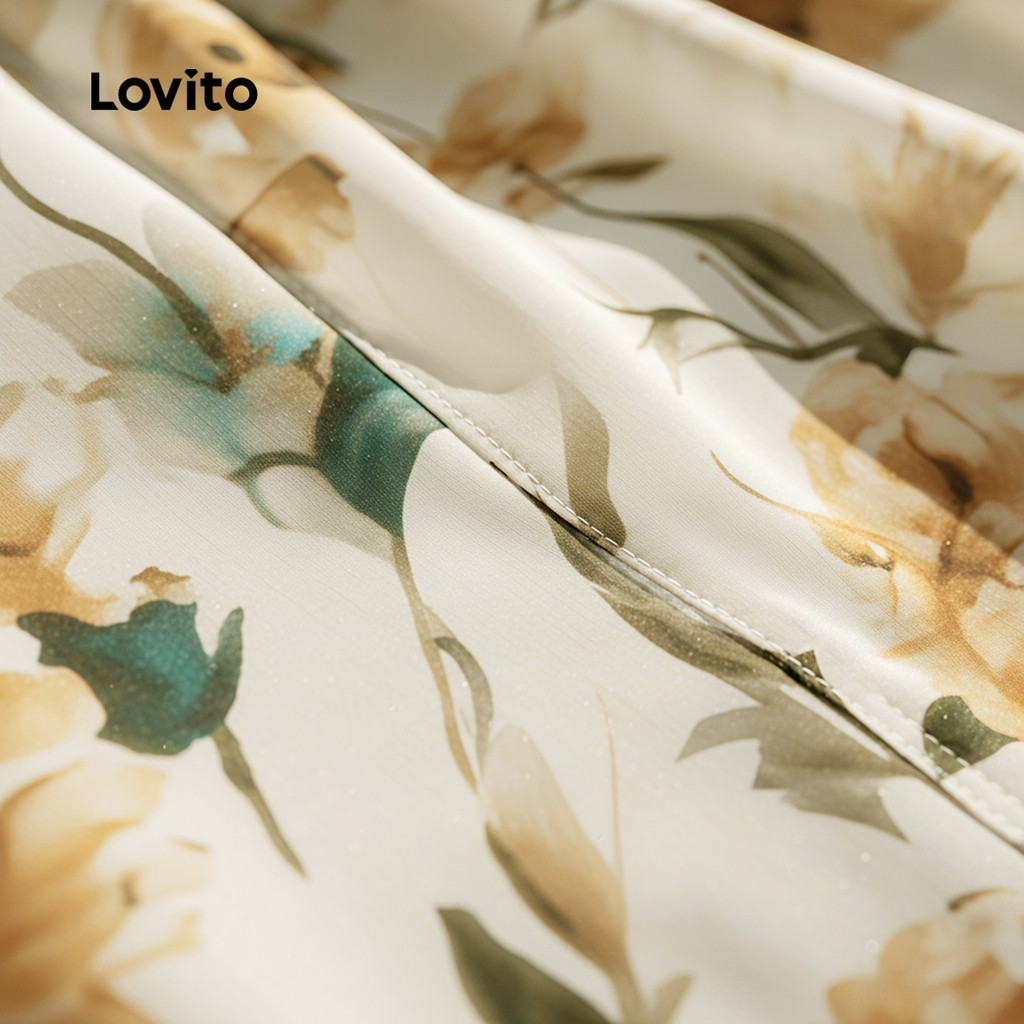 Lovito Florido Elegante Vestido com Zíper para Primavera/verão para Mulheres LK4ED450 · foto 2