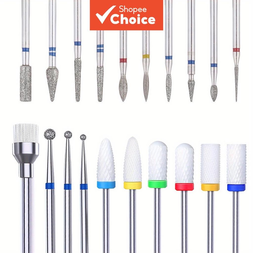  Cabeças Profissionais, Cerâmicas e Diamante para Lixa de Unhas, Brocas para Aparar Unhas, Cuidado dos Pés, Remoção de