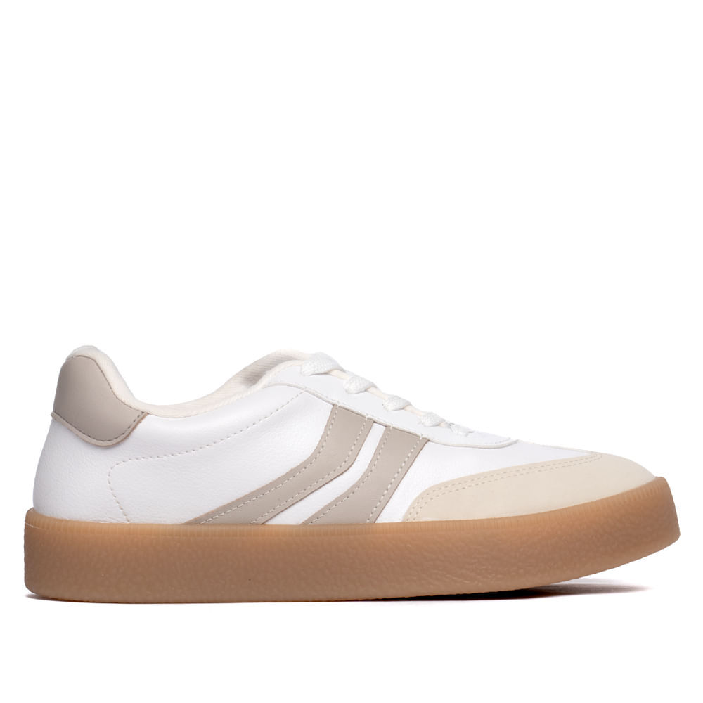 Tênis Feminino Vizzano em Napa com Recortes Branco/bege