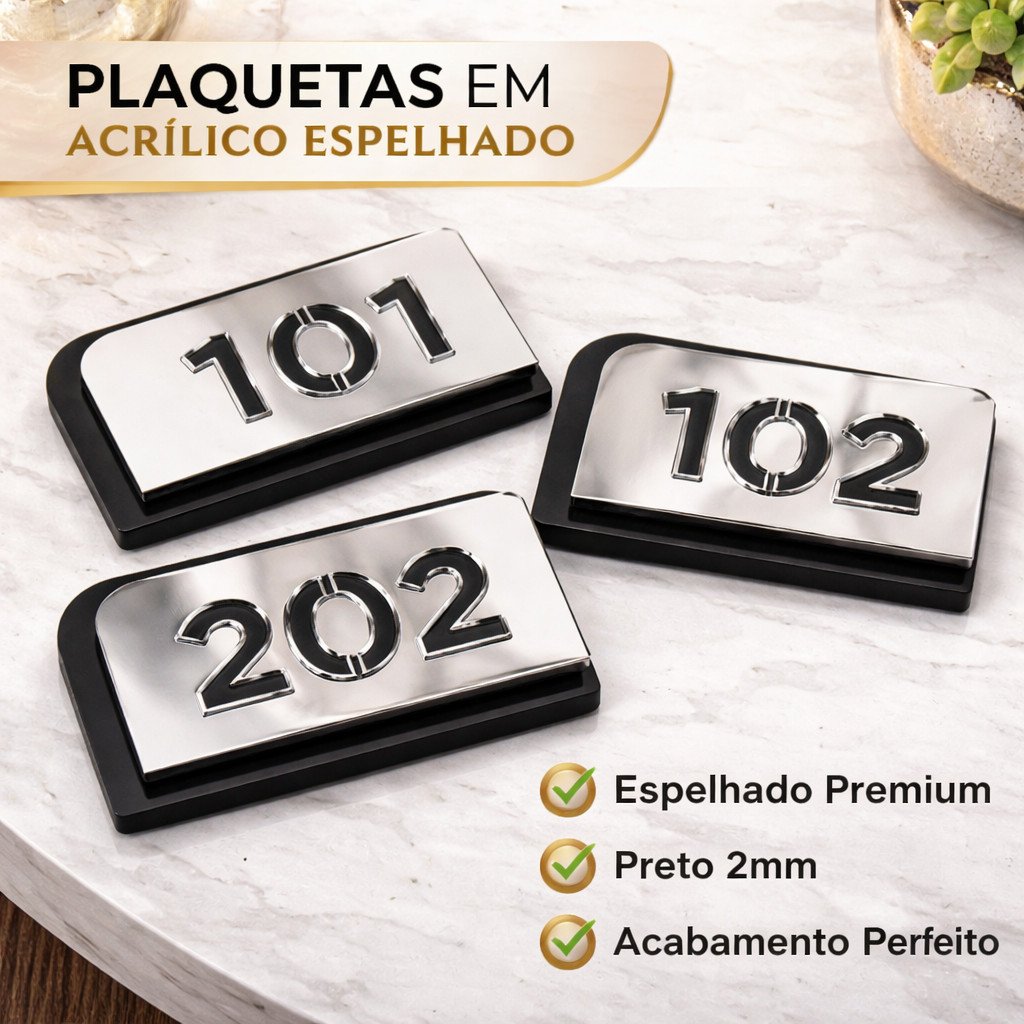 Placa Número Personalizada em Acrílico para Porta – Casa, Apartamento, Loja e Consultório