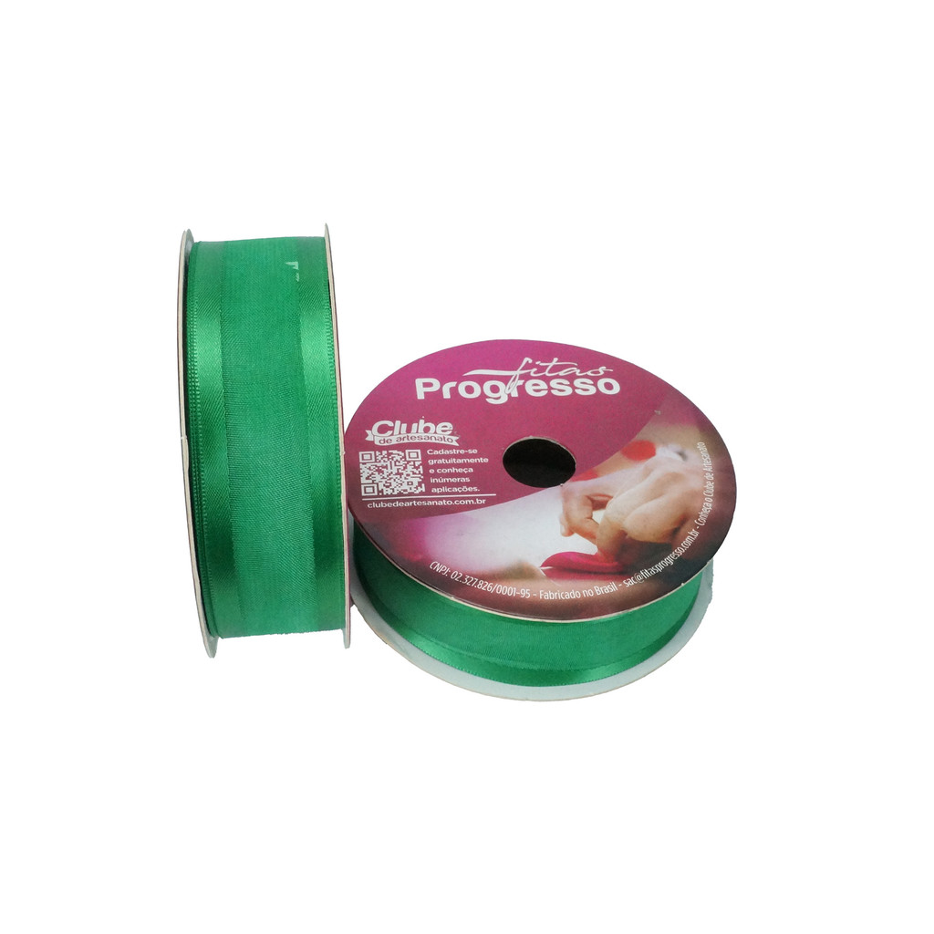 Fita de Voal c/ Cetim 10mX22mm Verde Bandeira Cor 217 10mX22mm Fita Decorativa Fita para Laços Progresso