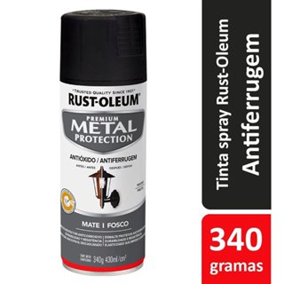 Spray Metal Protection Preto Fosco Metálico 312g Rust Oleum em Oferta na Shopee