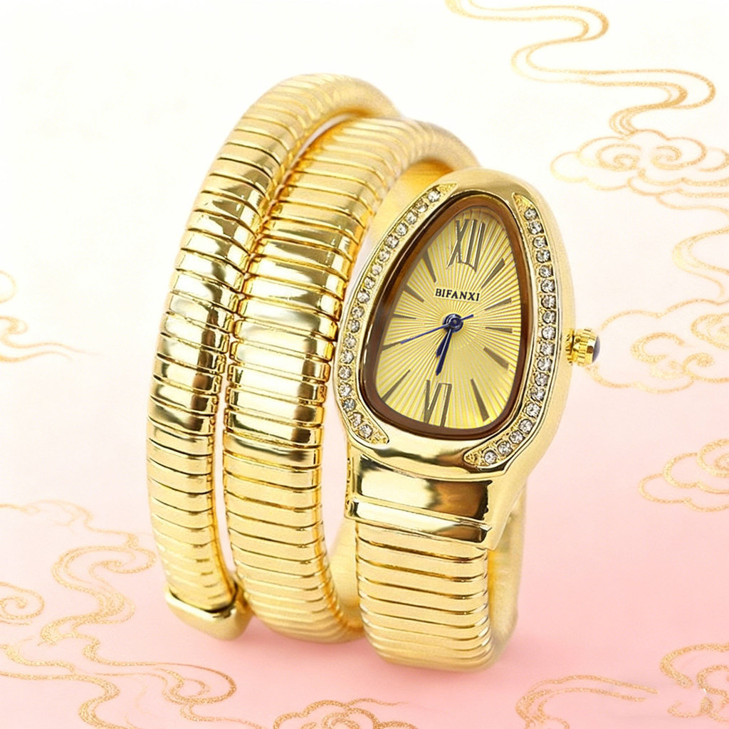 Relógio de pulso em formato de cobra, relógio de pulso feminino de nicho, relógio de quartzo criativo e único, relógio d