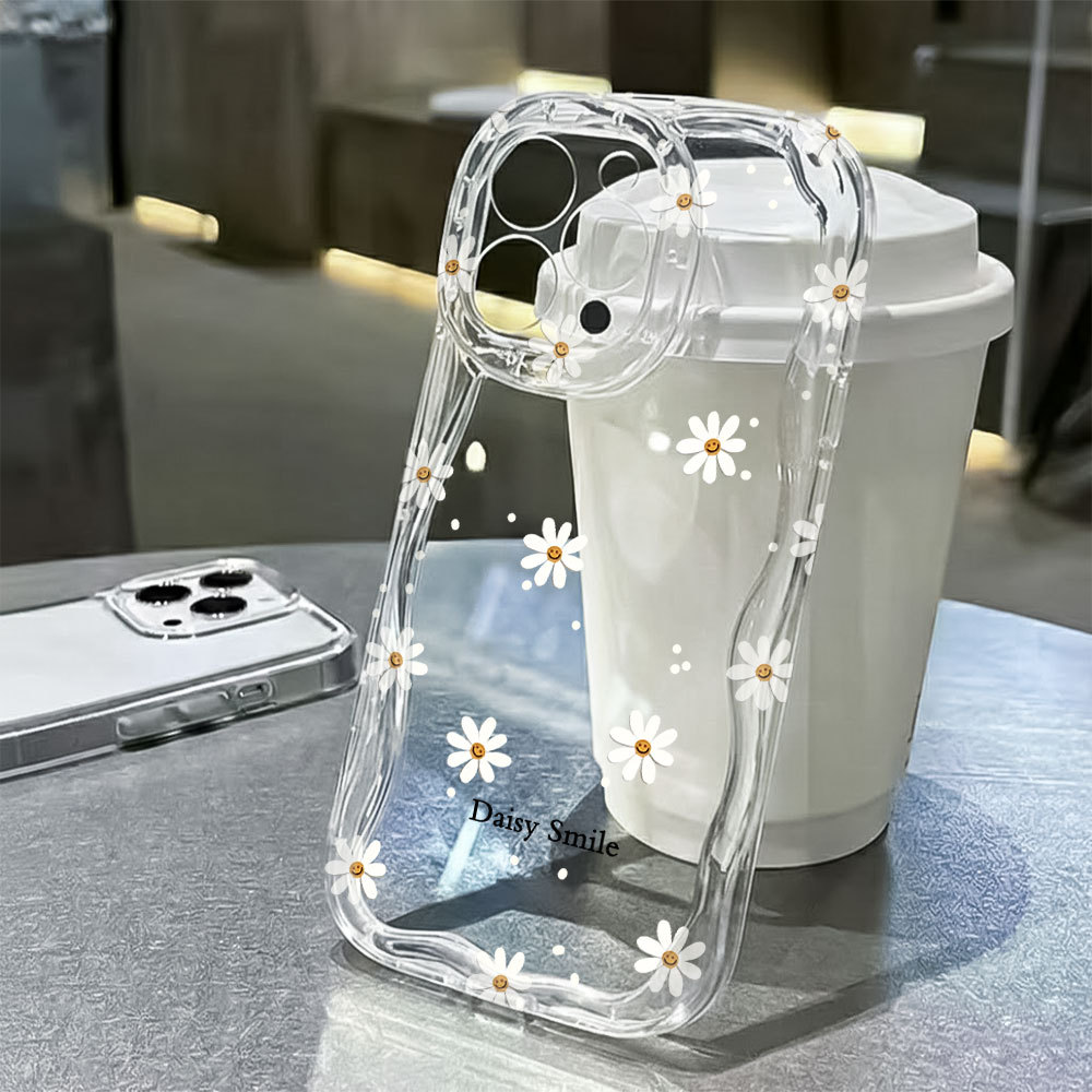 Capa Capinha Para iPhone 17 Air 16 15 14 Plus 13 12 11 Pro Max XR Transparente Silício Margarida em Oferta na Shopee