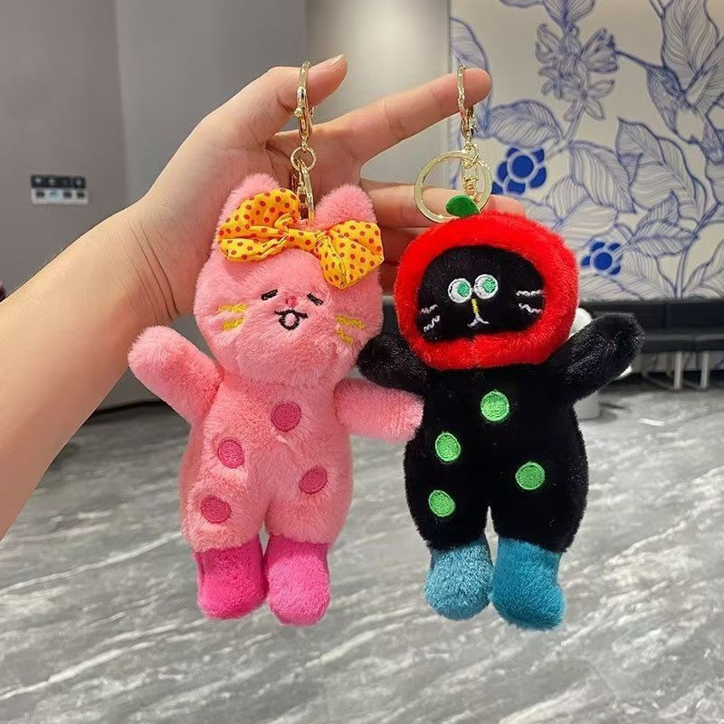 Boneca Pendente de Gatinho Engraçado de Desenho Animado Presente Ornamento de Bolsa de Gato Preto Engraçado