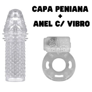 Anel Peniano Vibratório + Capa Extensora | Retarda Ejaculação e Estimula o Clitóris | Kit Sex Shop