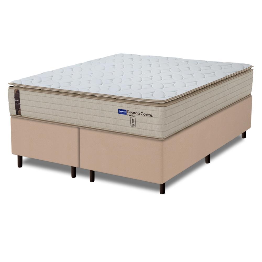 Cama Box Queen Probel Molas Ensacadas Pillow Top 158x198x68cm Guarda Costas Genova Branco/Bege em Oferta na Shopee