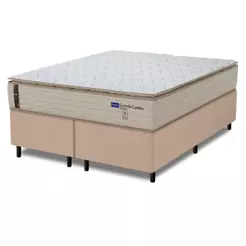 Cama Box Queen Probel Molas Ensacadas Pillow Top 158x198x68cm Guarda Costas Genova Branco/Bege