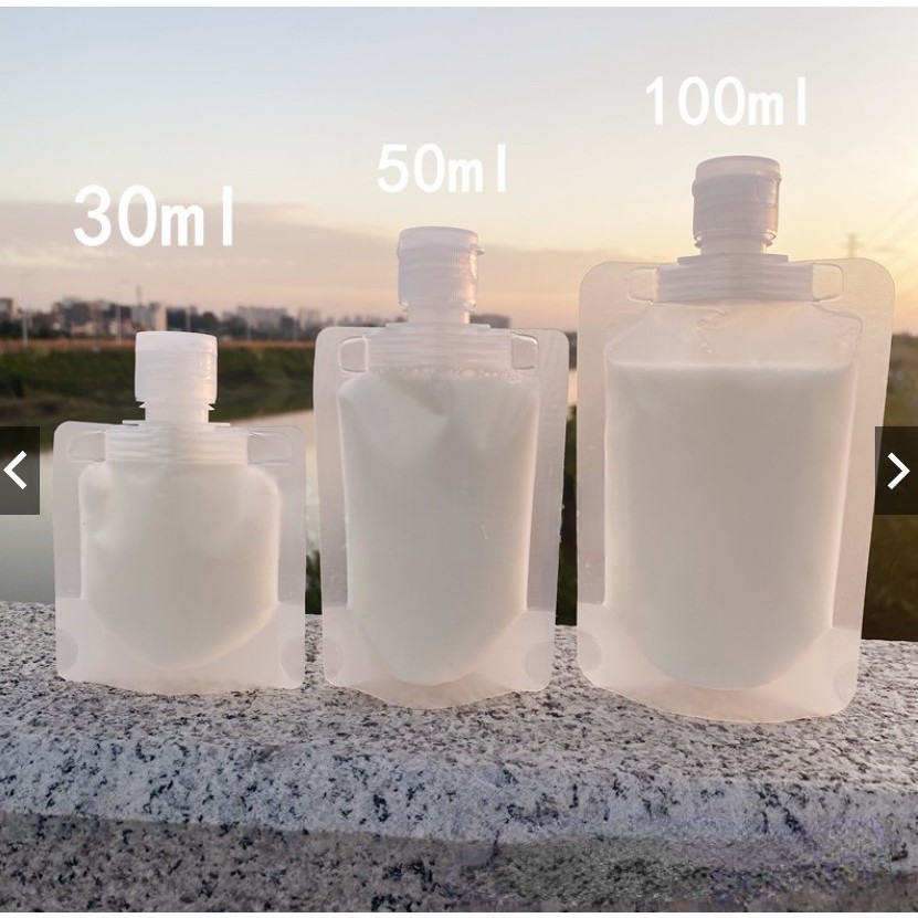 Detalhes do KIT 6PCS saco frasco multiuso plástico 100ml/50ML para amostras de embalagem de loção dobrável para viagem álcool