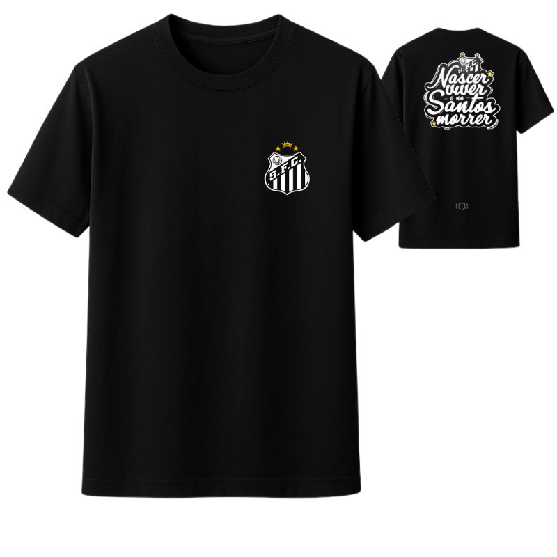 Camiseta Santos FC Orgulho Alvinegro em Cada Detalhe Estampada Nascer Viver e No Santos Morrer em Oferta na Shopee
