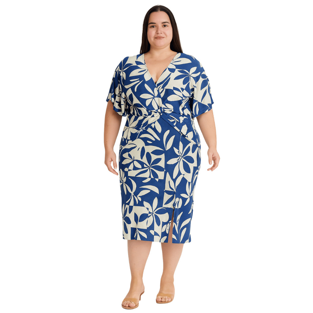 Vestido Solto Estampado Midi Flor De Lis