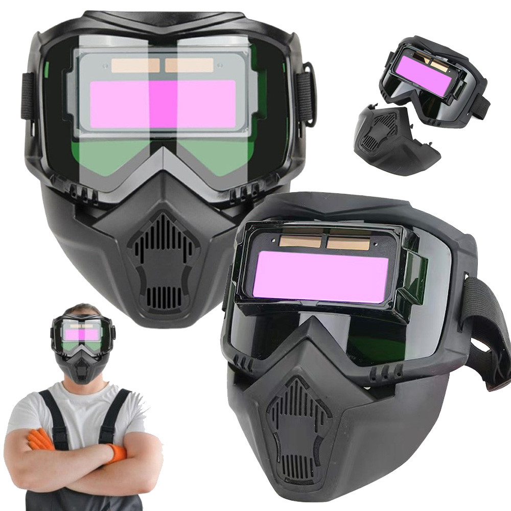 Capacete De Solda Full Face Auto Escurecimento Removível Com Óculos Anti-reflexo em Oferta na Shopee