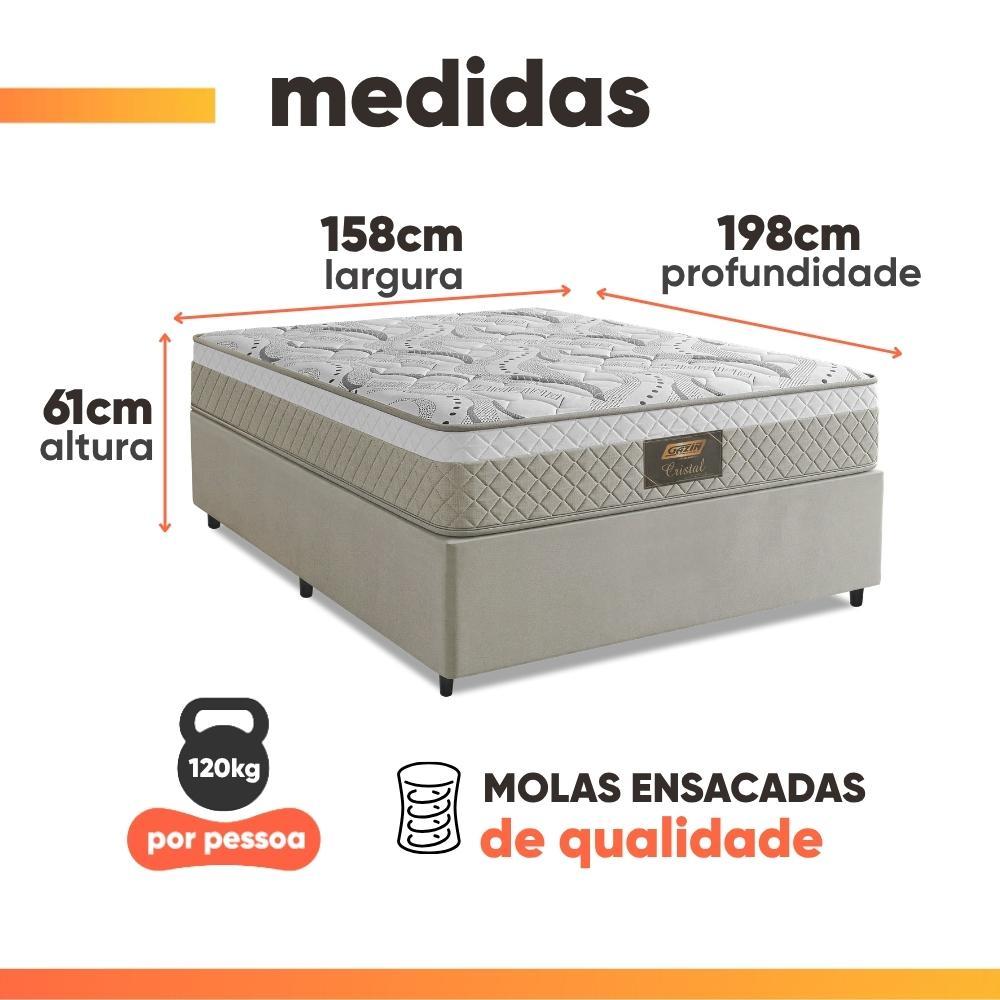 Cama Box Casal Queen Cristal Molas Ensacadas 158x198x61cm · foto 2