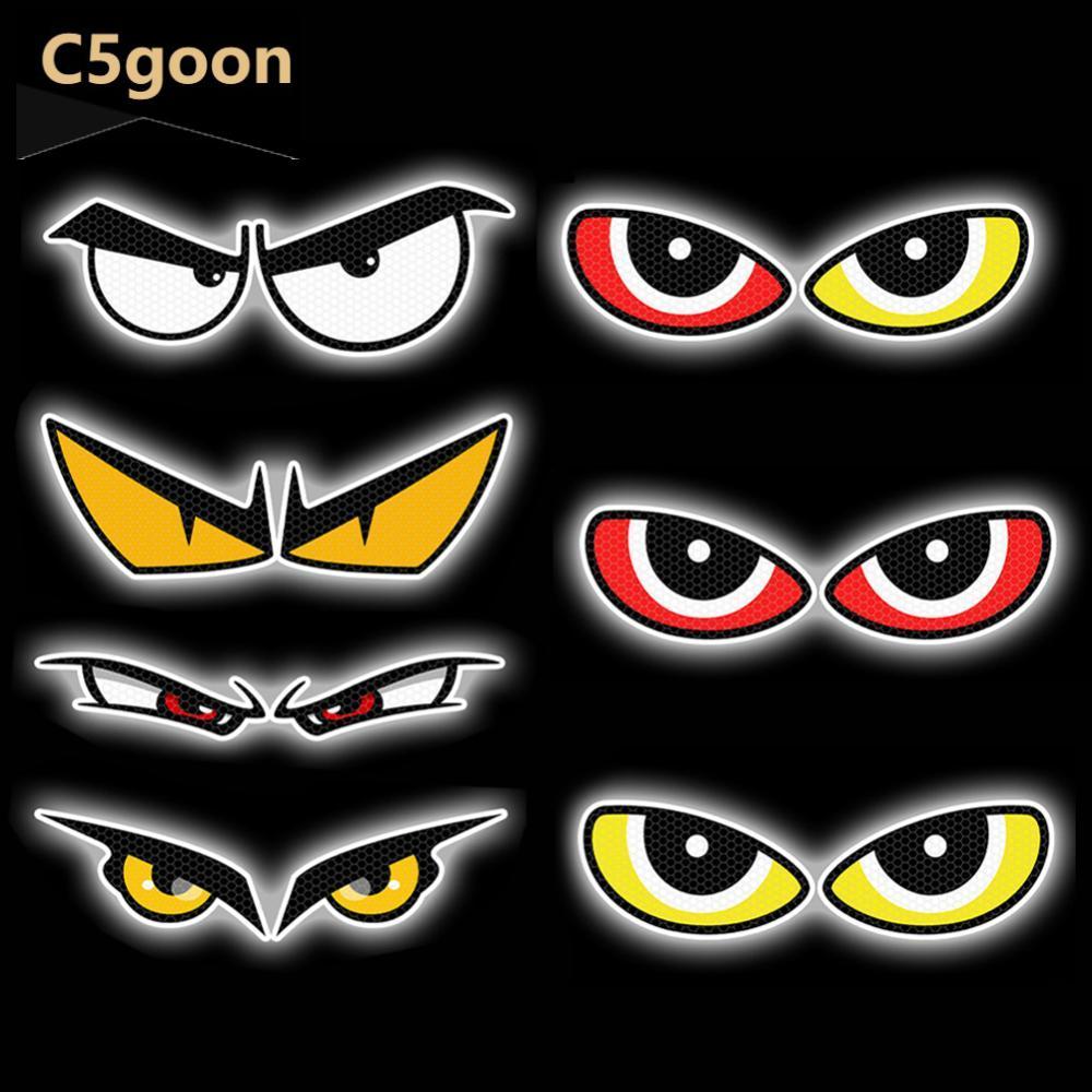 C5GOON Motocicleta Refletor Adesivo Noite Condução Decalque De Segurança Alta Reflexiva Diabo Olhos Para Carro Bicicleta