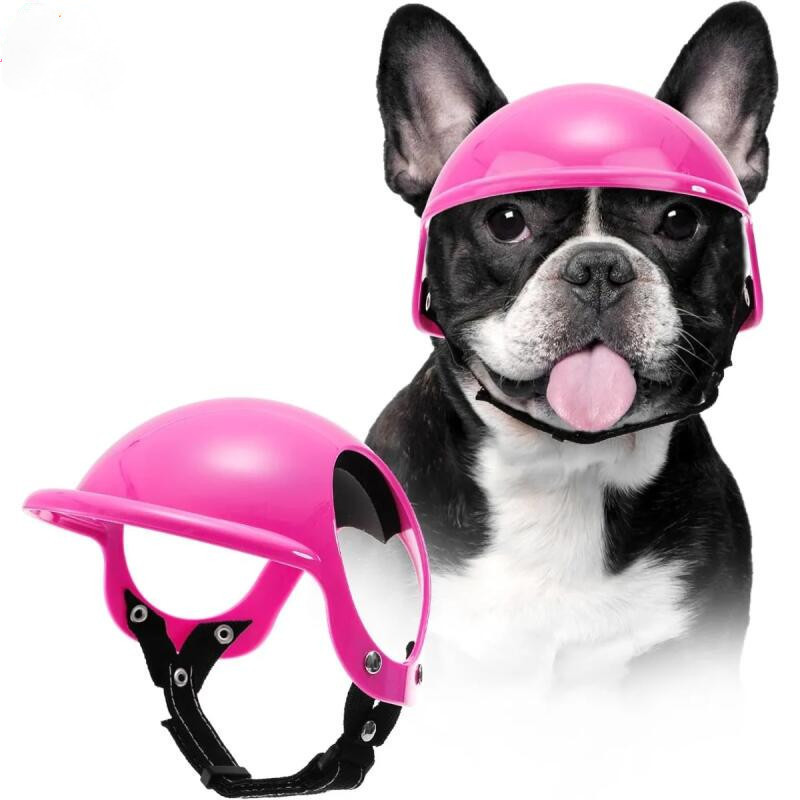 Capacete para cães de porte médio, design estilo motocicleta com aberturas para as orelhas, alças ajustáveis, adequado p
