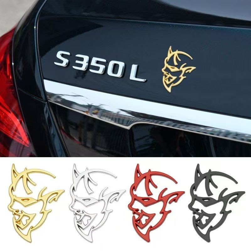 [Adesivo corporal] DODGE DODGE Demon Metal Car Logo Car Challenger Modificado Universal Tail Logo Hell Cat Decoração Ade