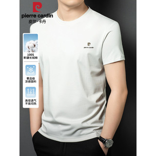 [100 peças de alta qualidade] Pierre Cardan Camiseta masculina de manga curta com gola redonda e seda gelada verão pai n