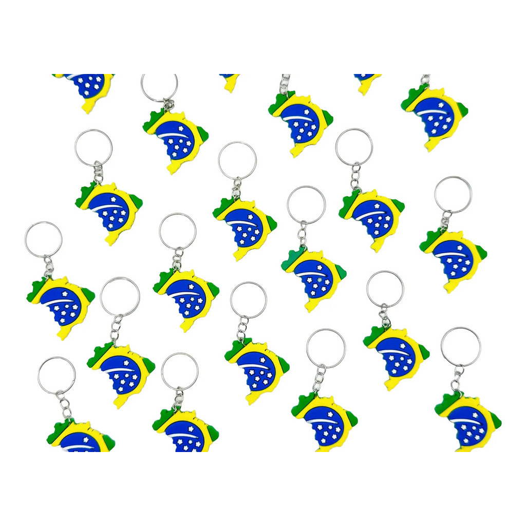 chaveiro Mapa Brasil Bandeira 10unidades Chaveiro emborachada copa do mundo Lembrancinha  jogos