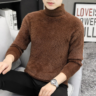 Camisola de gola alta masculina vison velo pelúcia camisa outono inverno quente camisola interna Mohair camisola Casual