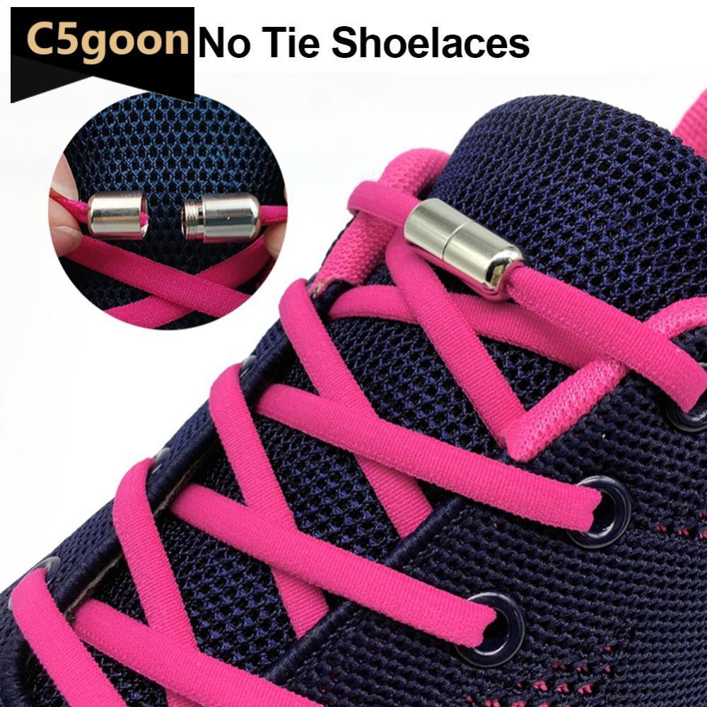 C5GOON 1 Par Elástico Preguiçoso Cadarços Sem Gravata Tênis Apartamentos Rápidos P6Y1
