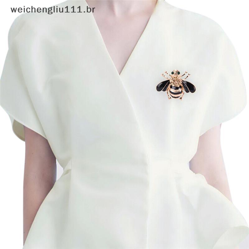 # weicheng Broche De Abelha Fashion Elegante Banhado A Ouro Cristal Strass Festa Joias .