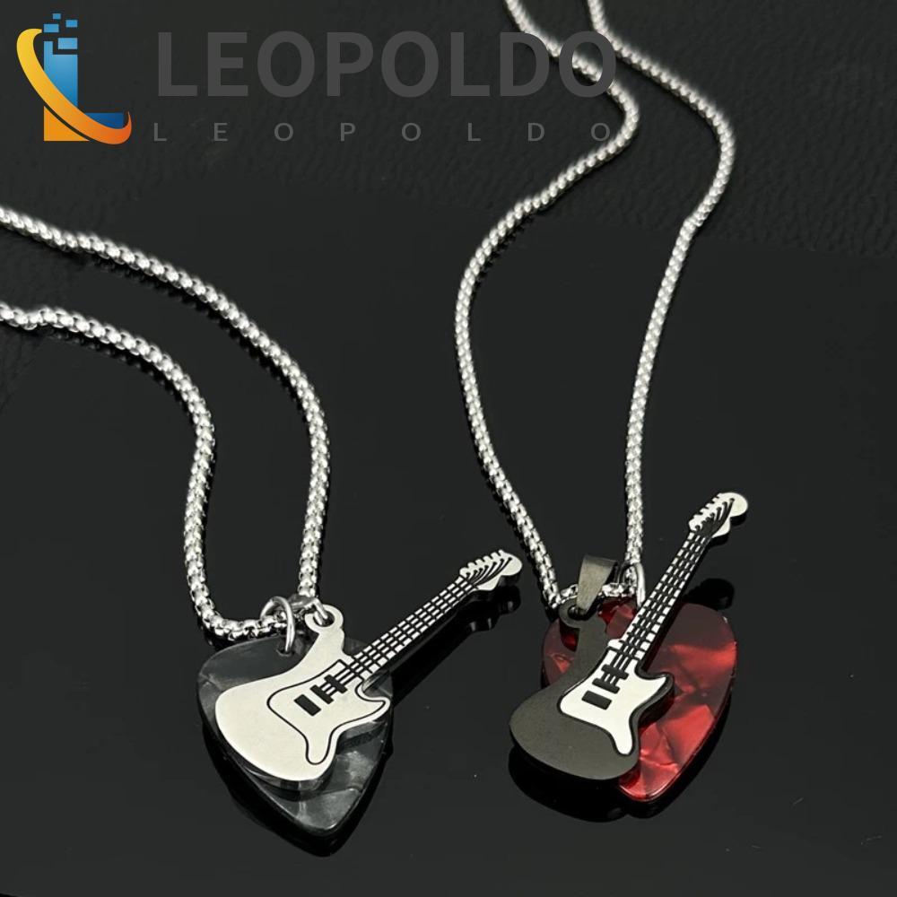 Gargantilha De Corrente De Guitarra LEOPOLDO , Colar Com Pingente De Palheta De Aço Titânio Hip-hop , Punk
