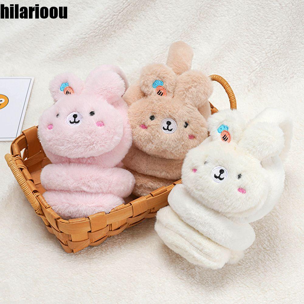 HILARIOOU Protetor De Orelha Feminino Confortável Ao Ar Livre Coelho Adorável Grosso Pelúcia Fofo