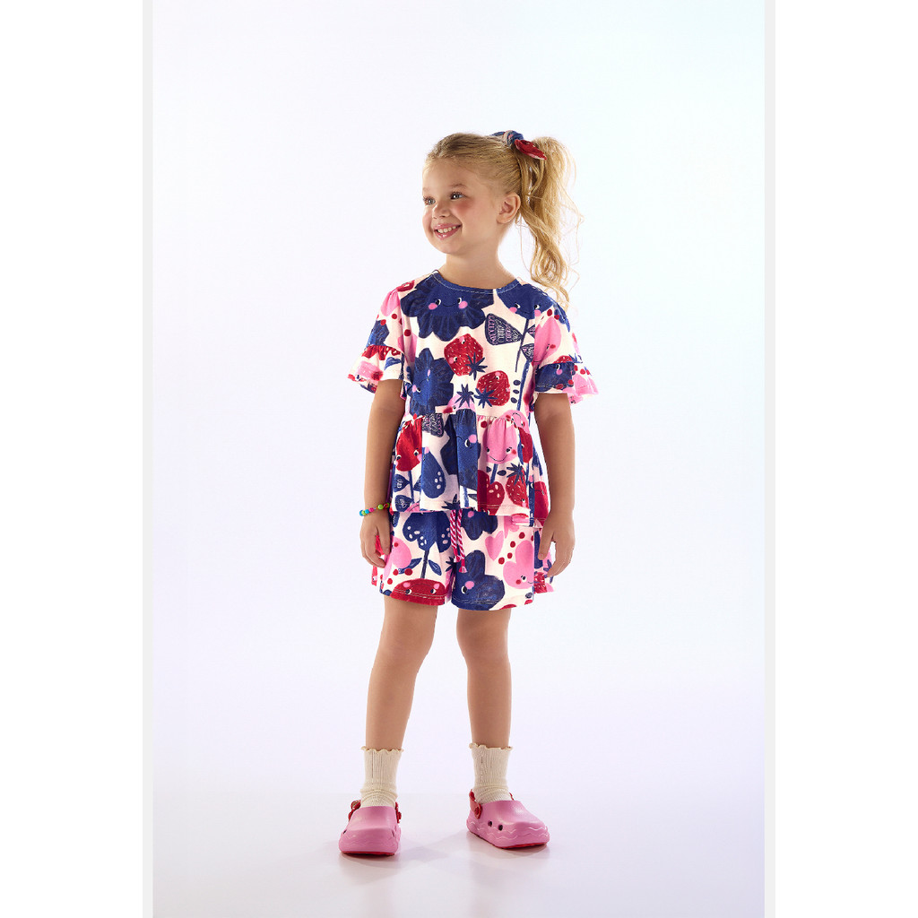 Conjunto Tulipa Blusa Shorts Três e Já