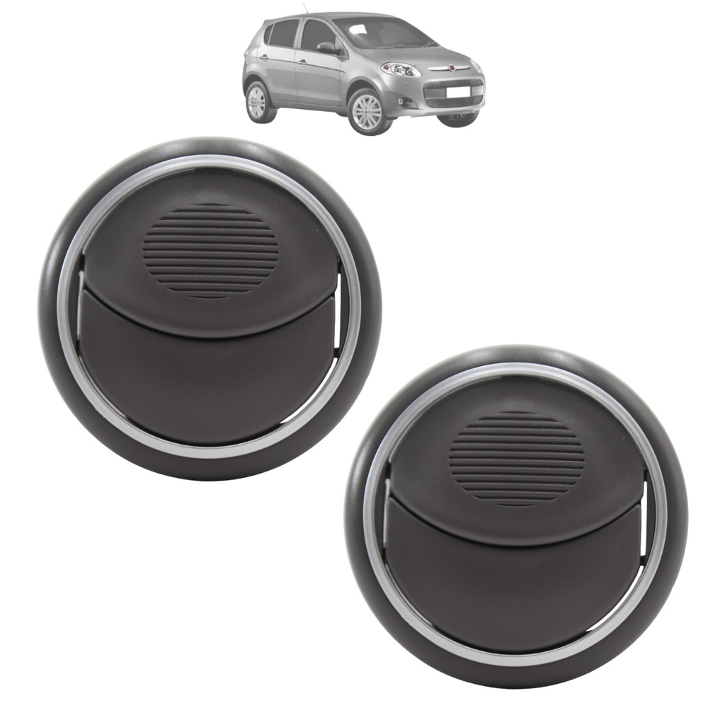 Kit Difusor De Ar Doblo 2002 Até 2018 Novo Palio 2012 Até 2018 Cor:Cinza Escuro Com Aro Prata