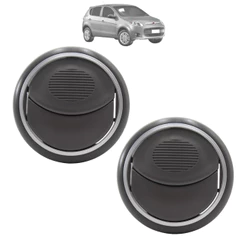Kit Difusor De Ar Doblo 2002 Até 2018 Novo Palio 2012 Até 2018 Cor:Cinza Escuro Com Aro Prata