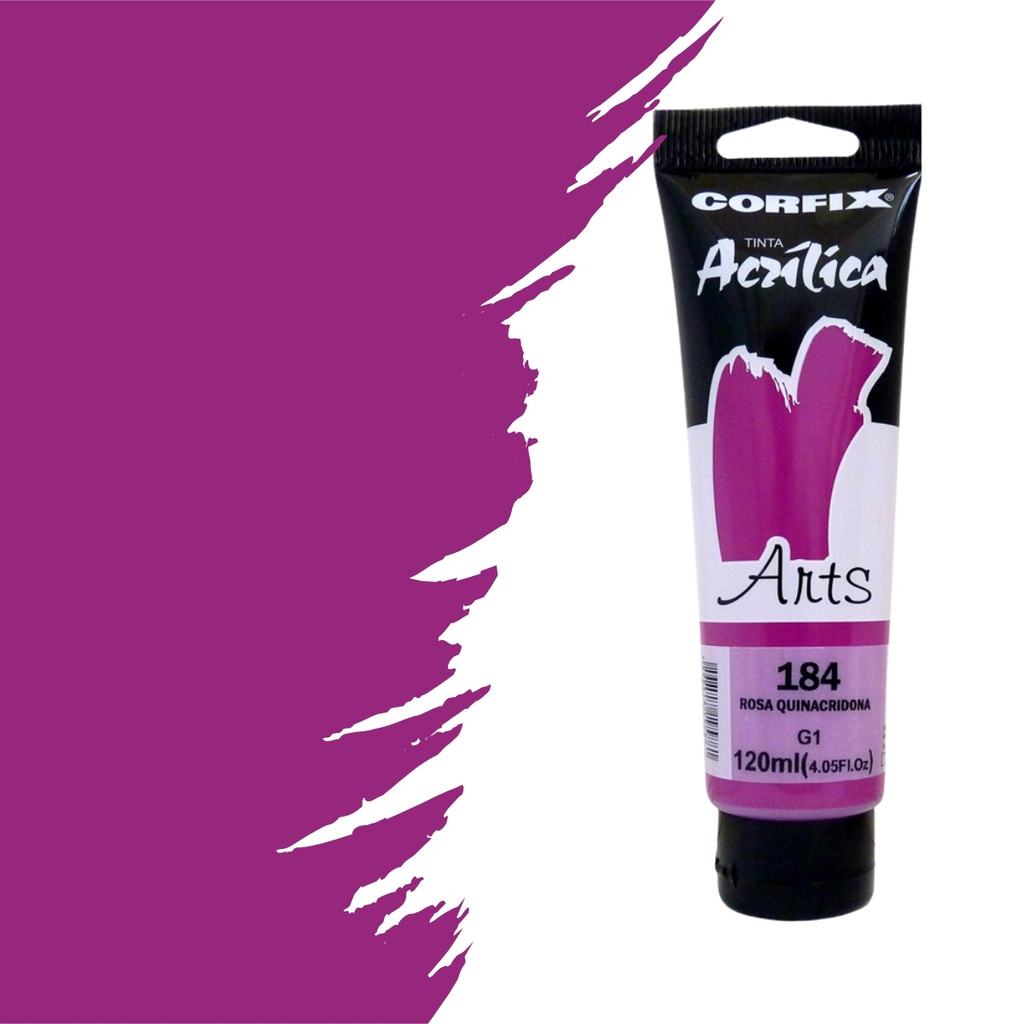 Tinta Acrílica Corfix Arts 120ml G1- 184 Rosa Quinacridona