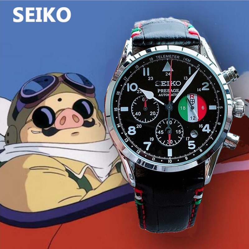 Relógio Automático Masculino SEIKO, Relógio Esportivo de Quartzo Não Mecânico com Calendário, Pulseira de Couro SEO