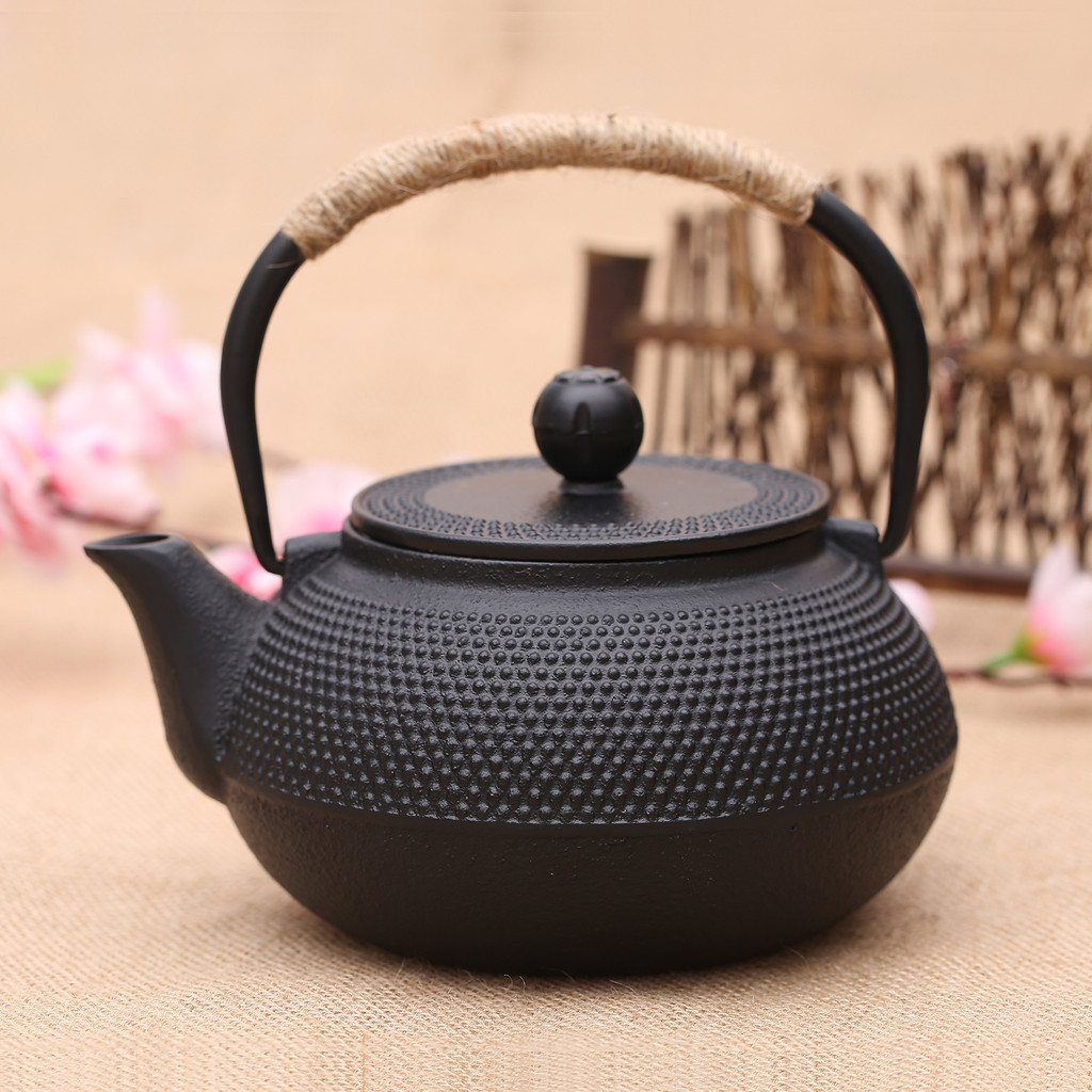 Bule de ferro fundido, chaleira de ferro não revestida, estilo japonês, chaleira artesanal do sul, 0.9L, retrô, saúde, p
