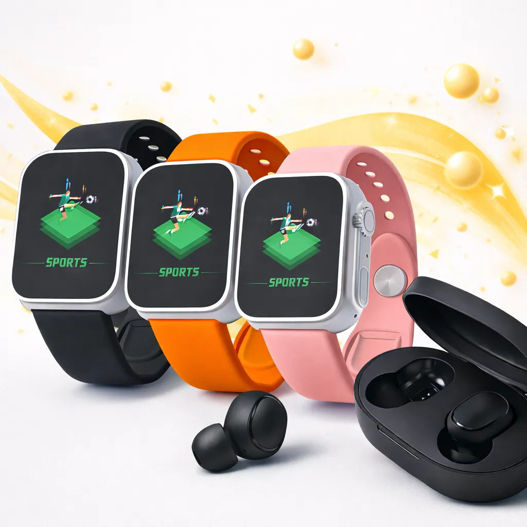 Kit Smartwatch Relógio Inteligente Smart Bluetooth +Fone Sem Fio Esportivo Monitor Saúde Android iOS