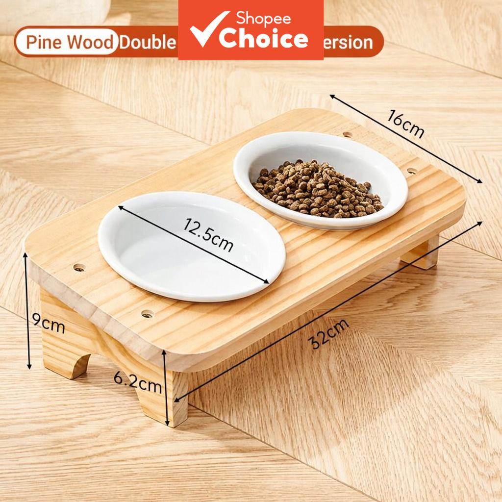Tigela de Cerâmica para Gatos 15° Inclinada | Segura para Micro-ondas, Estável, Desmontável, Tigela de Alimentação para