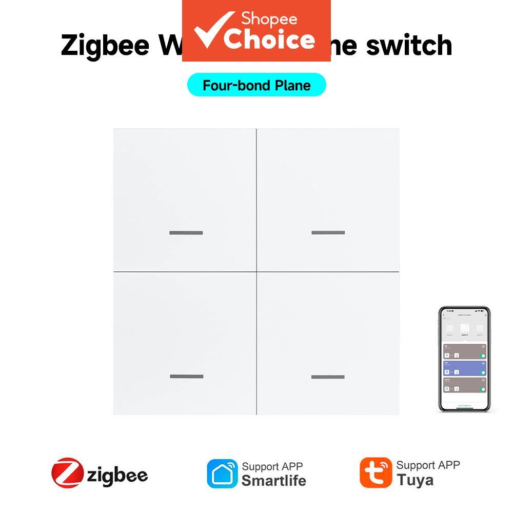 Módulo de Interruptor Inteligente Sem Fio Zigbee 4 Teclas Tuya para Automação Residencial