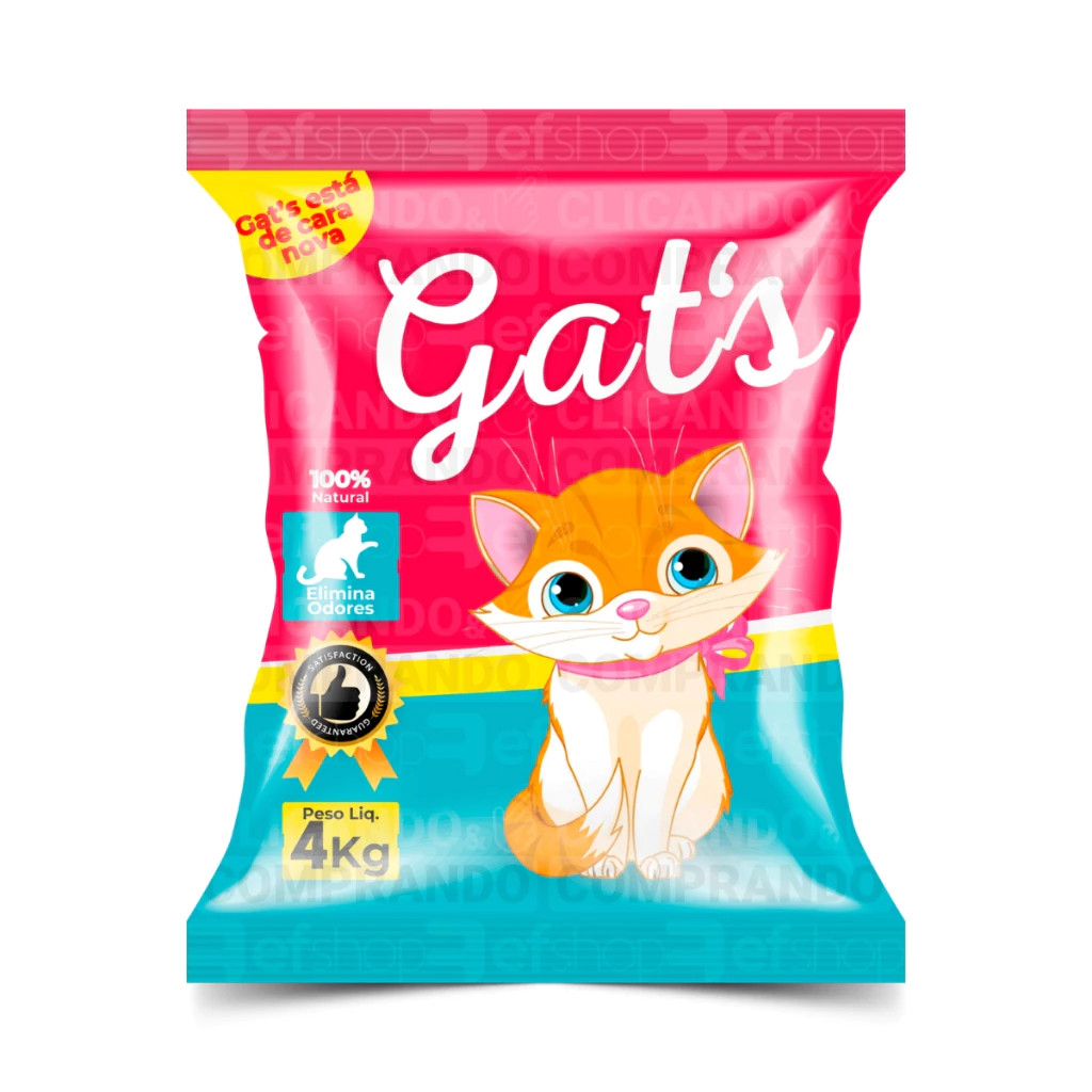 Areia Gats Tradicional 4 Kg - Grãos Finos - Kit 1 ou 5 Pacotes