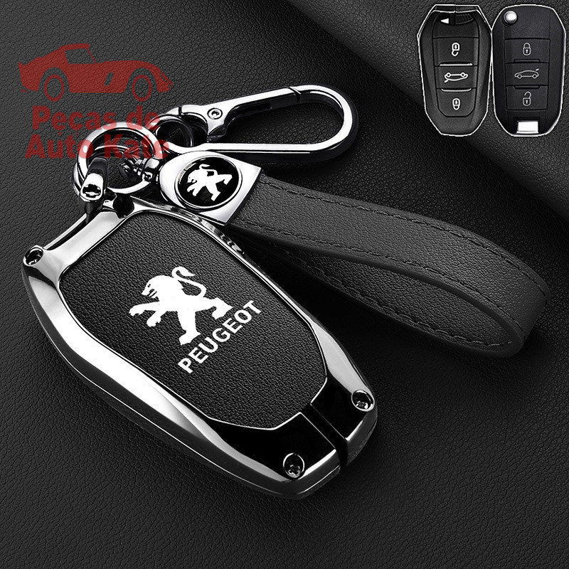Capa de Proteção para Chave de Carro, Couro Peugeot 208 306 308 307 408 508 2008 3008 4008 5008 257 VYK3