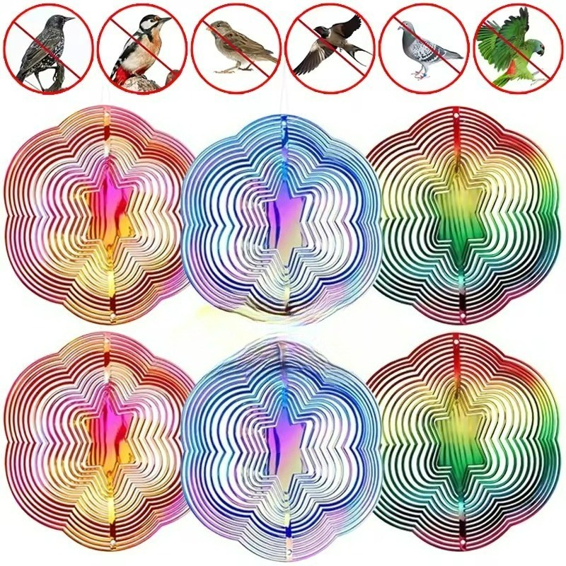 Carrilhão De Vento Repelente De Pássaros A Laser 3D-Pingente Reflexivo Dissuasor-Discos Piscantes Rotativos-Girador Assu