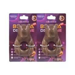 Kit 2 Brinquedo Osso Bamboo Capivara Brinca Dent One Sabor Bacon Para Cães