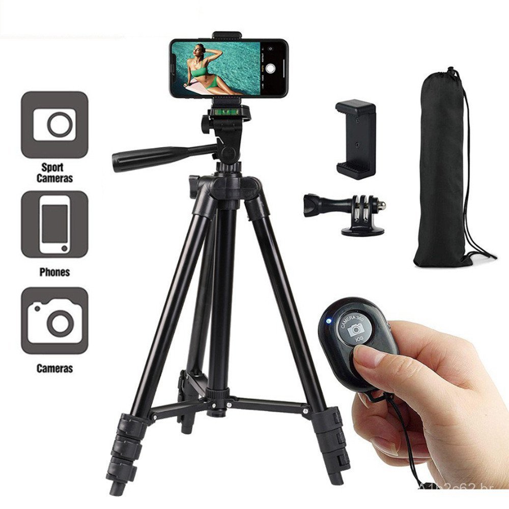 Tripé de liga de alumínio de alta qualidade 3120/3130 para câmeras de ação GoPro, telefones móveis, câmeras DSLR e trans