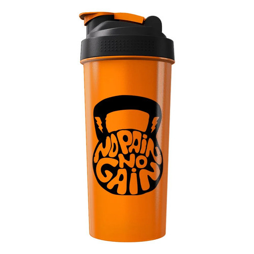 Coqueteleira Academia Shaker Treino Garrafa Agua Bike Whey Laranja F01